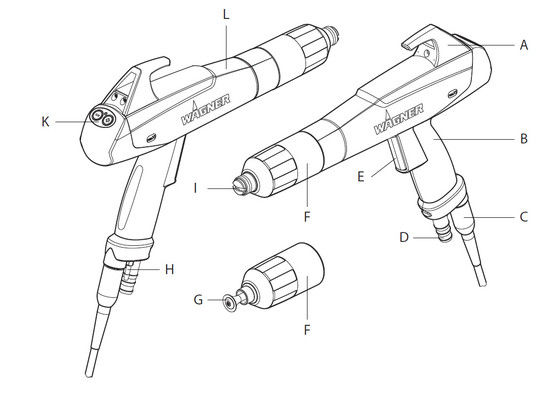 Ricambi per pistola manuale per verniciatura a polvere X1 - Impugnatura di ricambio
