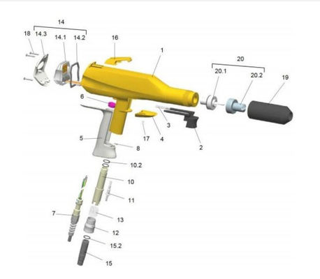 1002100 Macchina per lo spruzzo di rivestimento in polvere Completa Gema Optiselect Gm02 Con cavo di 6 m