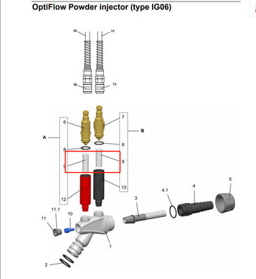 Elemento filtrante 1003698# per Gema OptiFlow Powder Injector IG02 IG06